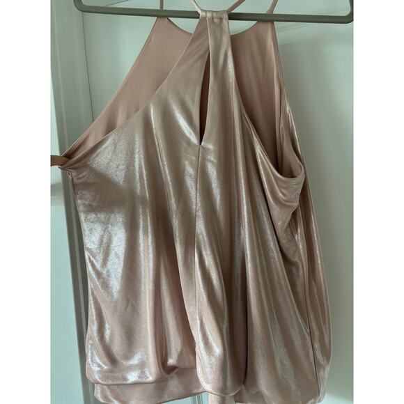 Shiny Rose Gold Shimmering Silky Express Top Size Large EUC - Picture 4 of 4